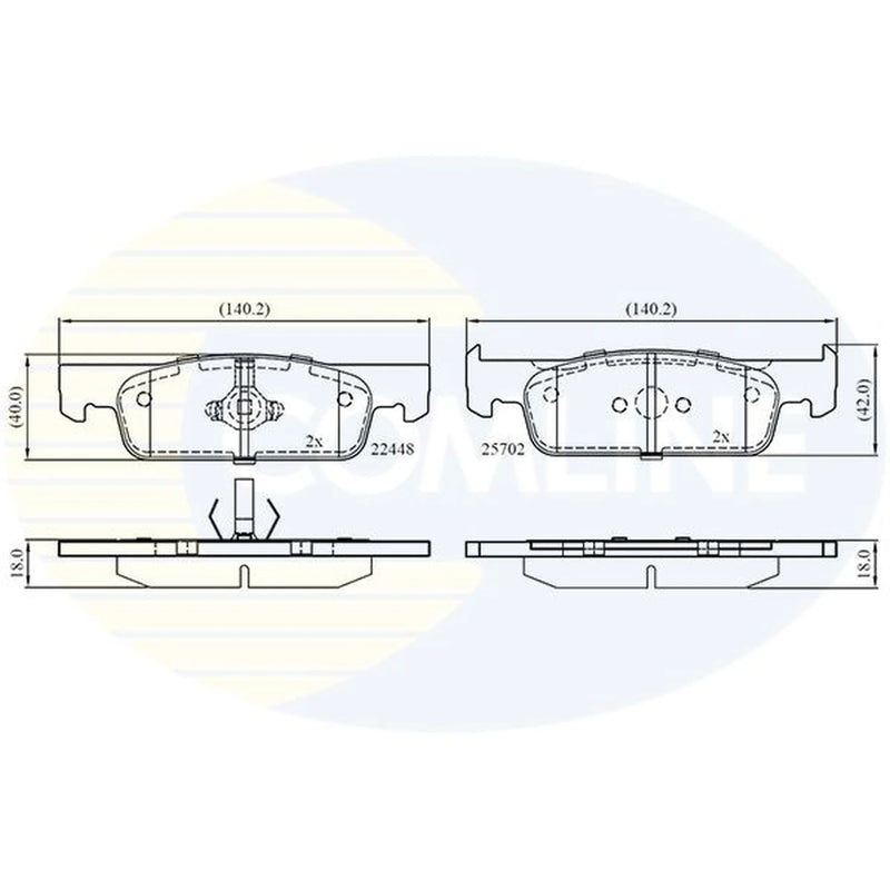 Comline 4 x Front Brake Pad Set fits Dacia Logan II 2012-2013 1.2 1.5 1.6