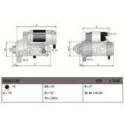 Denso Starter Motor 12V 1.7kW 10 Teeth fits Daewoo Musso 1999 on 2.9 3.2