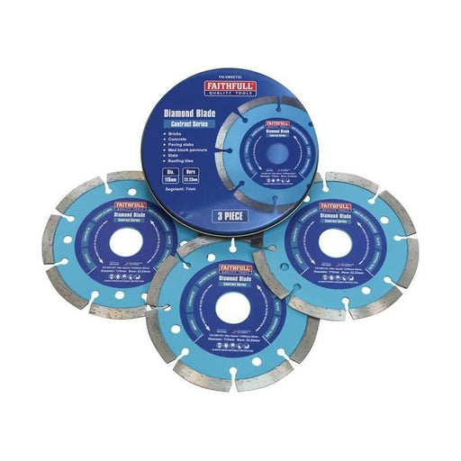 Faithfull Contract Diamond Blades 115 x 22.2mm (Pack 3) Faithfull - Dynamic Drive