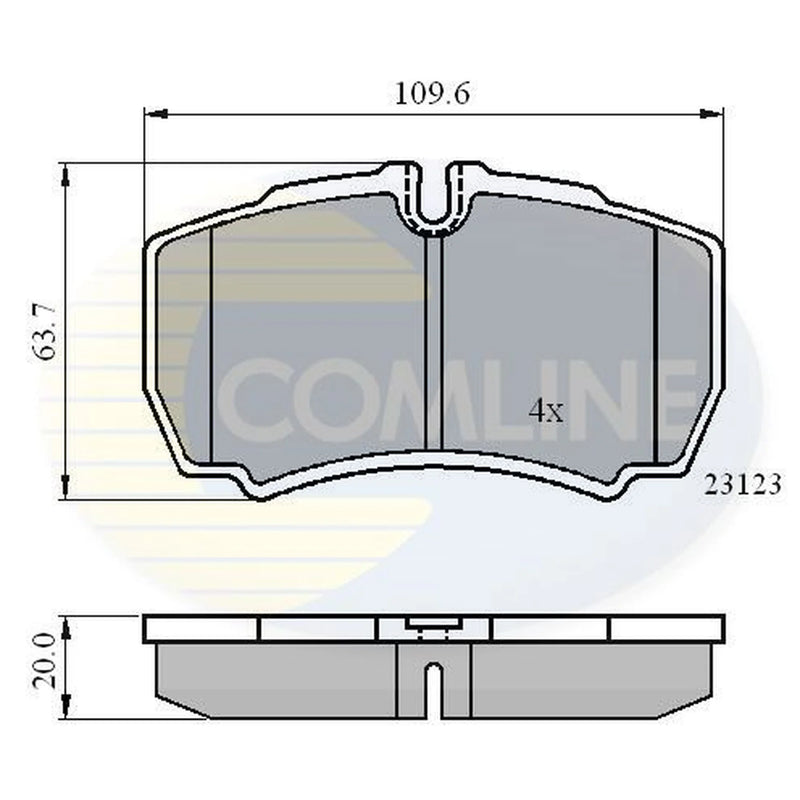 Comline 4 x Rear Brake Pad Set fits Ford Transit 2006-2014 2.3 2.4 3.2