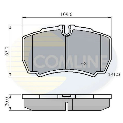 Comline 4 x Rear Brake Pad Set fits Ford Transit 2006-2014 2.3 2.4 3.2