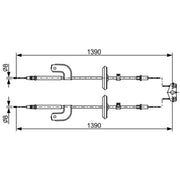 Bosch Handbrake Cable Centre fits Chevrolet Aveo 2011-2015 1.2 1.3 1.4 1.6