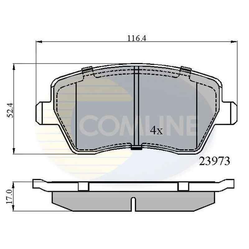 Comline 4 x Front Brake Pad Set fits Dacia Dokker 2012-2021 1.2 1.3 1.5 1.6
