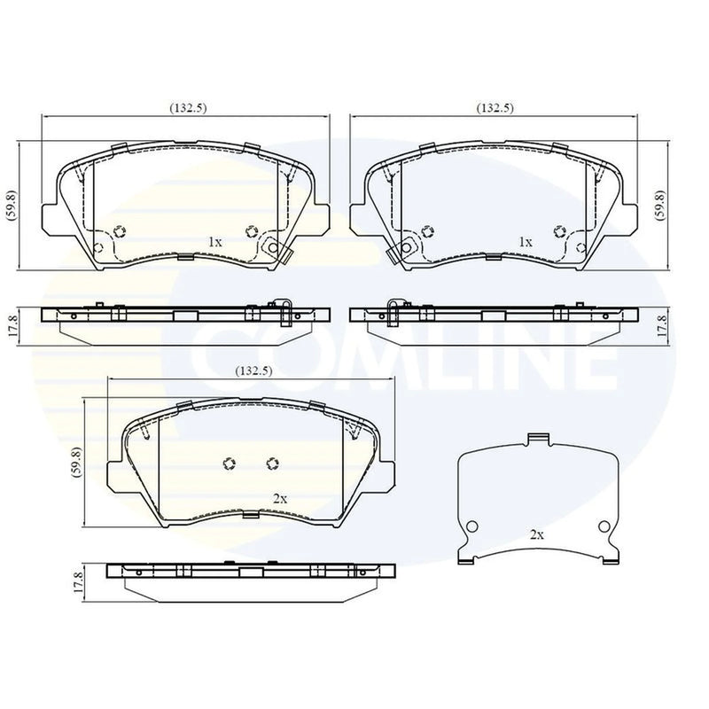 Comline 4 x Front Brake Pad Set fits Hyundai I30 2011-2020 1.4 1.6