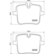 Brembo 4 x Rear Brake Pad Set fits Alpina B7 2016-2017
