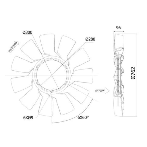 Mahle Radiator Cooling Fan Blade fits New Holland T8 2010 on