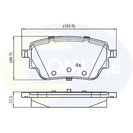 Comline 4 x Rear Brake Pad Set fits Mercedes-Benz A-Class 2018-2020
