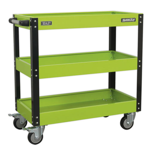 Sealey Workshop Trolley 3-Level Heavy-Duty Hi-Vis Green CX110HV Sealey - Dynamic Drive