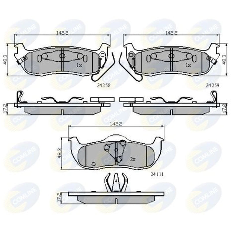 Comline 4 x Rear Brake Pad Set fits Jeep Commander 2005-2010 3.0 5.7