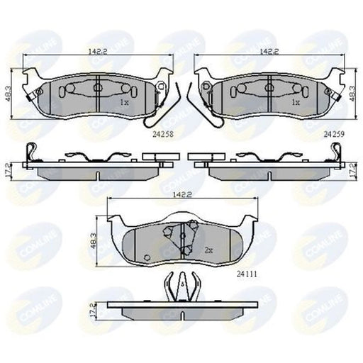 Comline 4 x Rear Brake Pad Set fits Jeep Commander 2005-2010 3.0 5.7