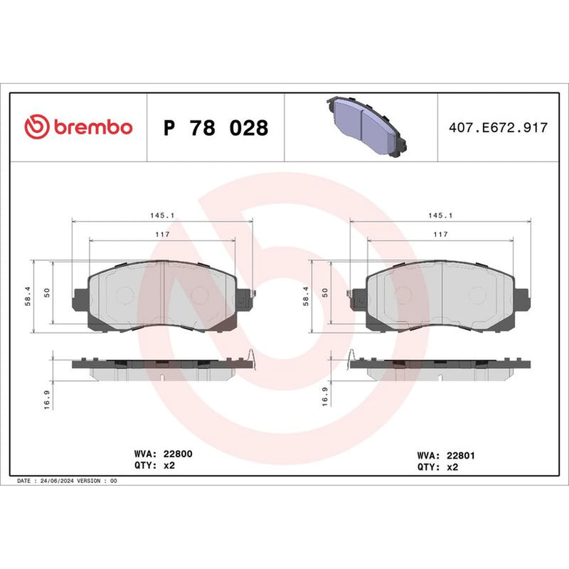 Brembo Front & Rear Pads fits Subaru Crosstrek 2023 on 2.0