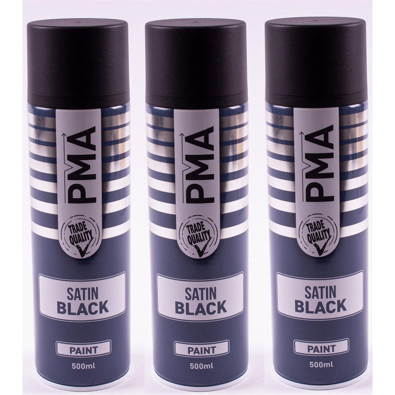 3 X PMA Satin Black Paint Spray Aerosol 500Ml High Coverage Satin Black PMA - NN4 Online 