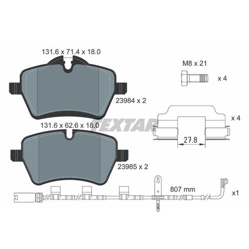 Textar Front Brake Pad Set 2398407