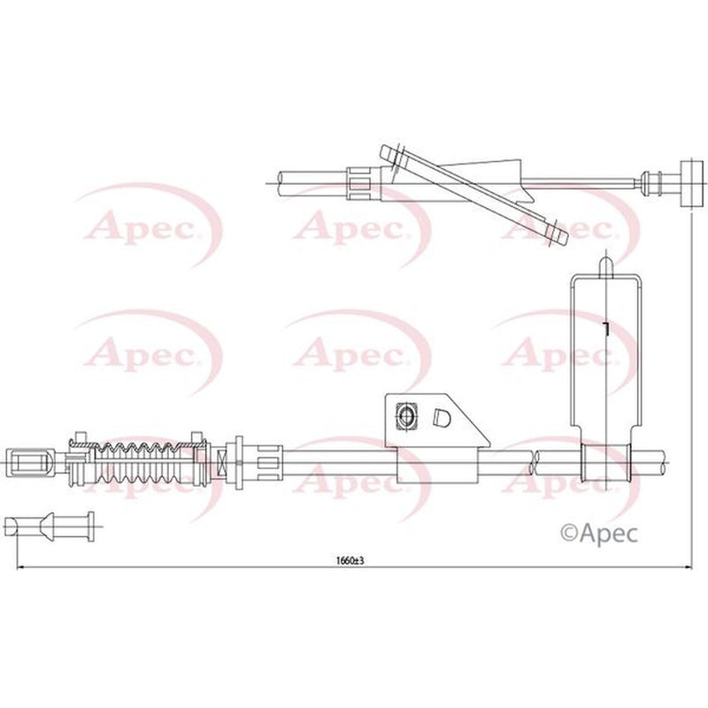 Apec Handbrake Cable Left Rear fits Nissan Almera 2000-2006 1.5 1.8 2.2