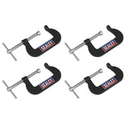 Sealey Junior C-Clamp Set 51mm x 32mm 4pc GCC06 Sealey - Dynamic Drive
