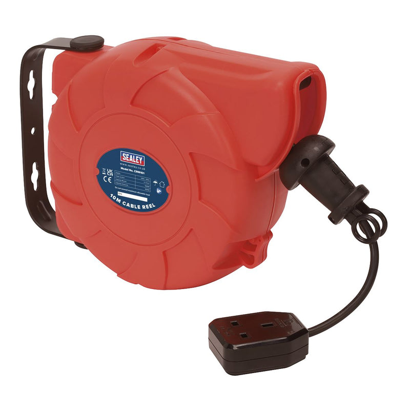Sealey CRM101 10m Compact 240v Wall Mounted Retracting Extension Power Lead Reel Sealey  - Dynamic Drive