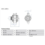 Bosch Car Alternator 12V fits Jeep Grand Cherokee 2001-2005 2.7