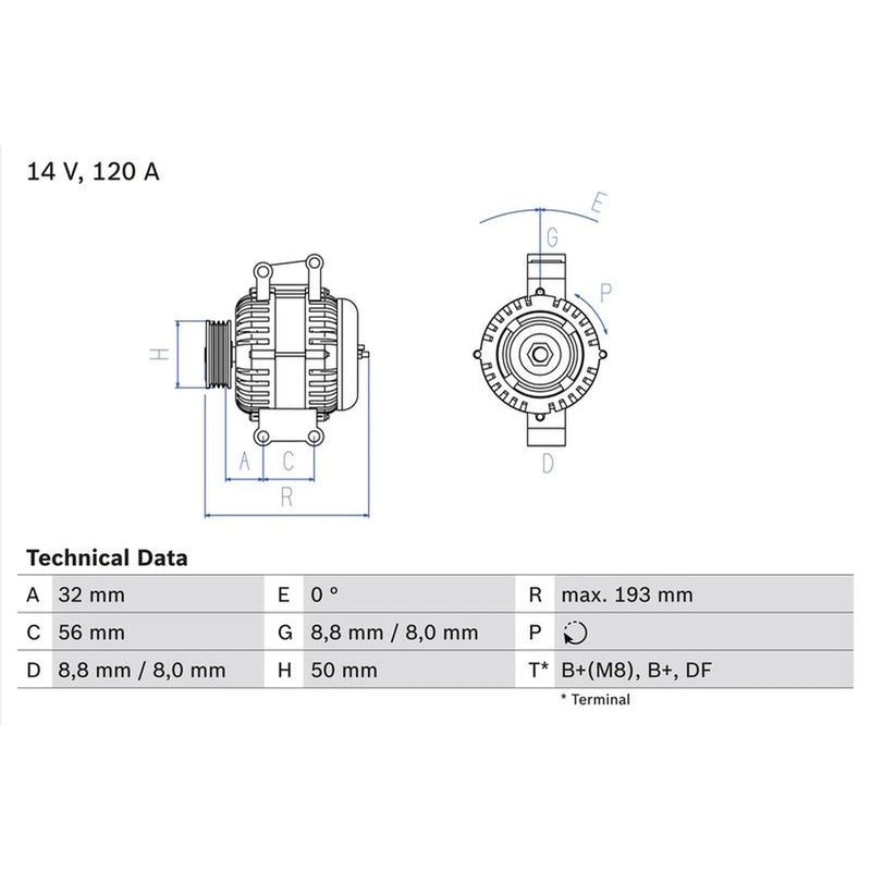 Bosch Car Alternator 12V fits Jeep Grand Cherokee 2001-2005 2.7