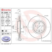 Brembo 2 x Internally Vented Front Brake Discs 09.D063.11-x2