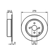 Bosch 2 x Solid Brake Discs fits Toyota Corolla 2001-2007 1.4 1.8 2.0