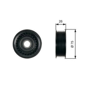 Gates V-Ribbed Belt Deflection/Guide Pulley Right T36476