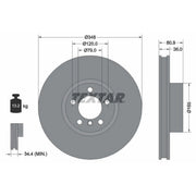 Textar 2 x Vented Front Brake Discs 92269505