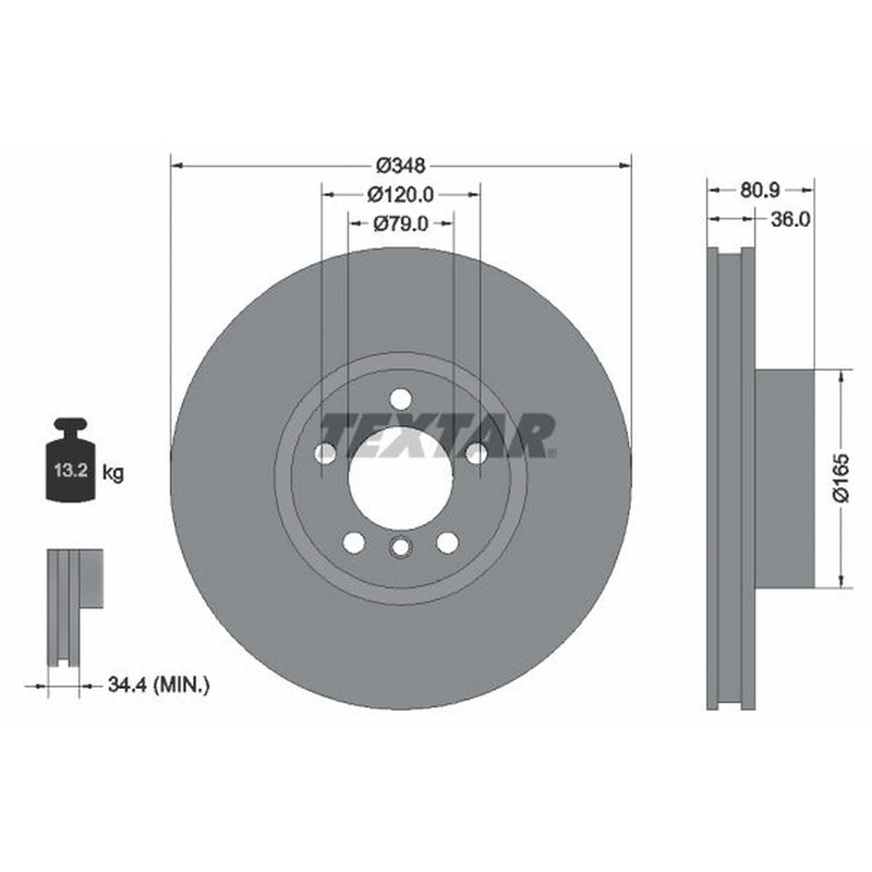 Textar 2 x Vented Front Brake Discs 92269505