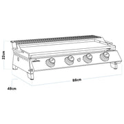 Dellonda 4 Burner Stainless Steel Portable Gas Plancha with Warming Rack 10kW Dellonda - Dynamic Drive