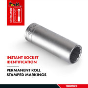 Teng Tools 1/2" Deep Socket 12 pt Metric 32mm Teng Tools - Dynamic Drive