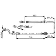 Bosch Brake Hydraulic Hose Line Front Right fits Kia Cerato I 2004-2009