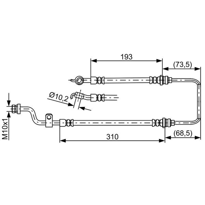 Bosch Brake Hydraulic Hose Line Front Right fits Kia Cerato I 2004-2009