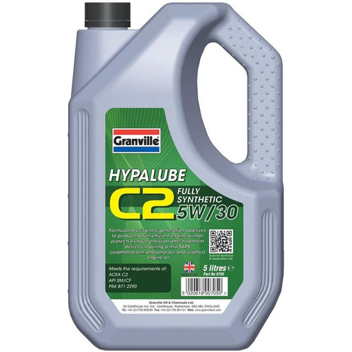 Granville Hypalube Fully Synthetic 5w30 C2 Engine Oil 5 Litre 5L Mid SAPS Granville - Dynamic Drive