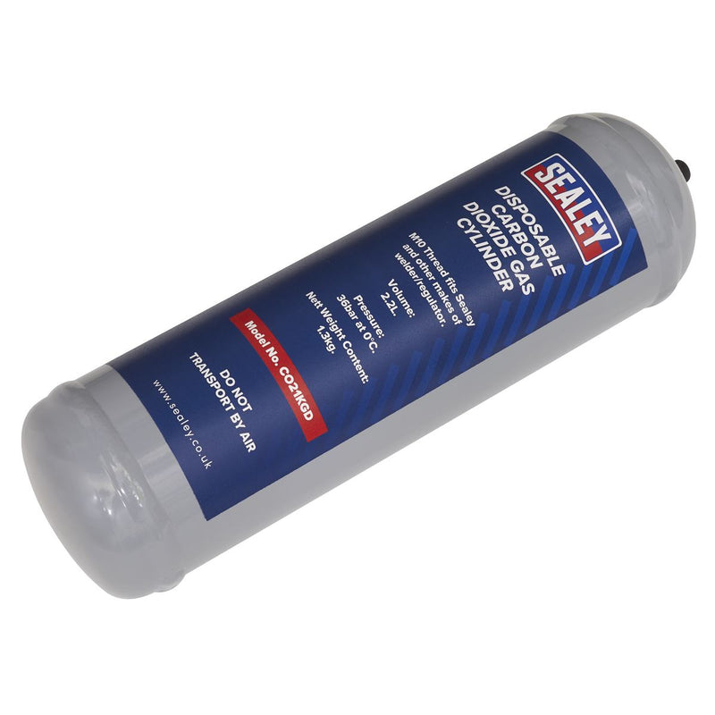 Sealey Disposable Carbon Dioxide Gas Cylinder 1.3kg - Pack of 4 CO21KGD4 Sealey - Dynamic Drive