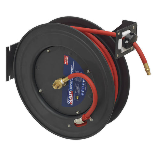 Sealey Retractable Air Hose Steel Reel 20m10mm ID Rubber Hose SA85 Sealey - Dynamic Drive