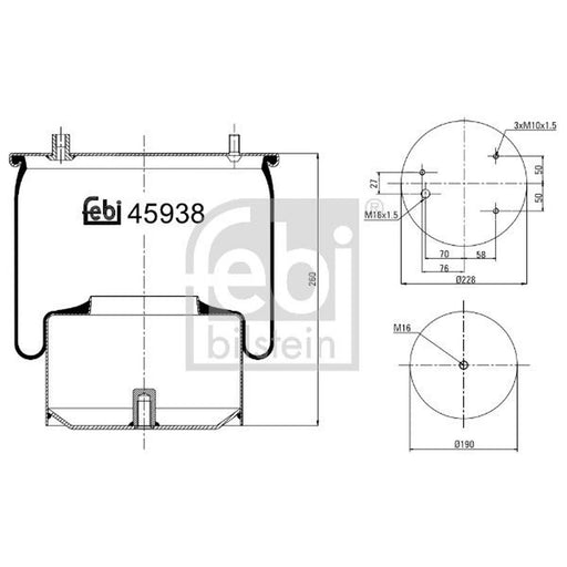 Febi Air Suspension Bellow 228mm 45938