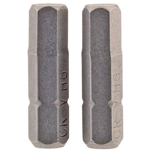 Draper Hexagonal Insert Bit, 6mm, 1/4" Hex, 25mm Long (Pack of 2) 63998 Draper - Dynamic Drive