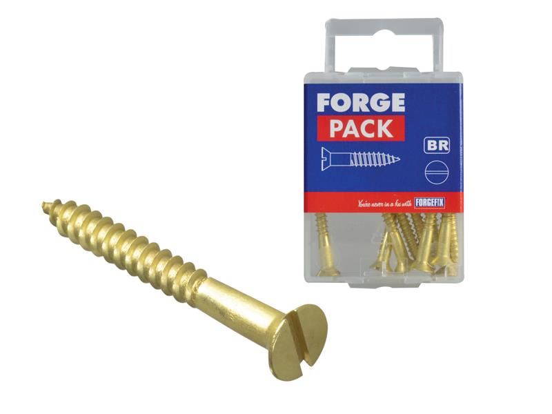 ForgeFix Wood Screw Slotted CSK Brass 1.1/2in x 8 ForgePack 10 ForgeFix - Town Tools