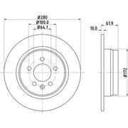 Mintex Mintex Rear Brake Disc Kit solid 280mm MDK0186