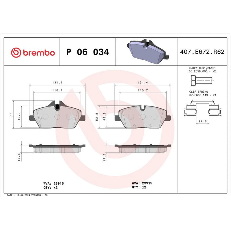 Brembo Front & Rear Pads fits BMW 1 2004-2013