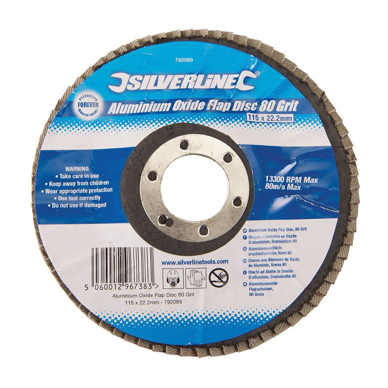 Silverline Aluminium Oxide Flap Disc 115mm 80 Grit Silverline - Dynamic Drive