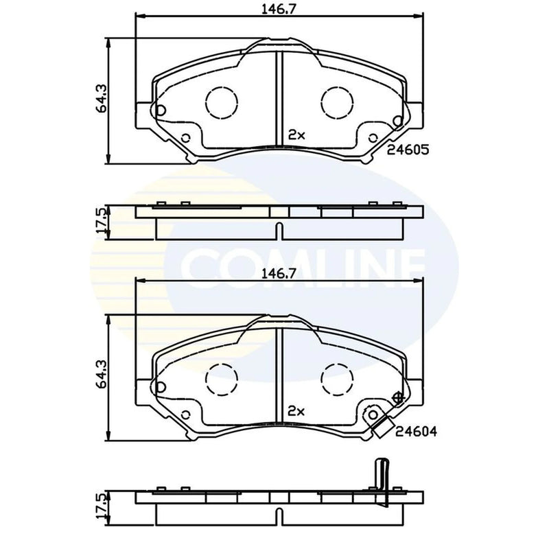 Comline 4 x Front Brake Pad Set fits Chrysler Grand Voyager V 2007-2008