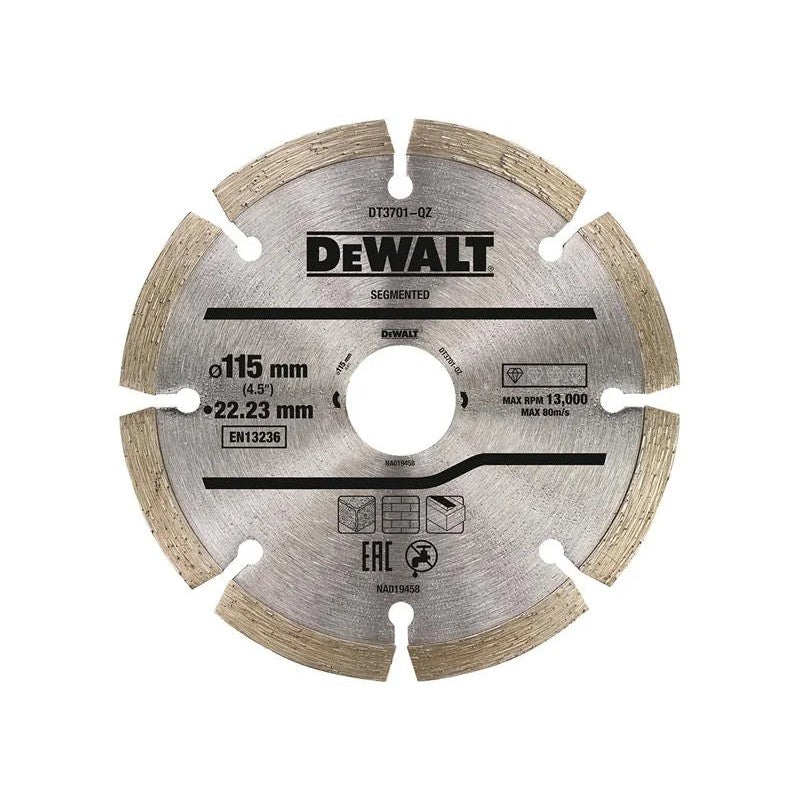 Dewalt Power Tools DT3701 Segmented Diamond Cutting Disc 115 x 22.23mm