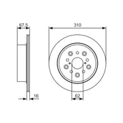 Bosch Rear Brake Vented Discs & Pads fits Lexus Ls 2000-2006