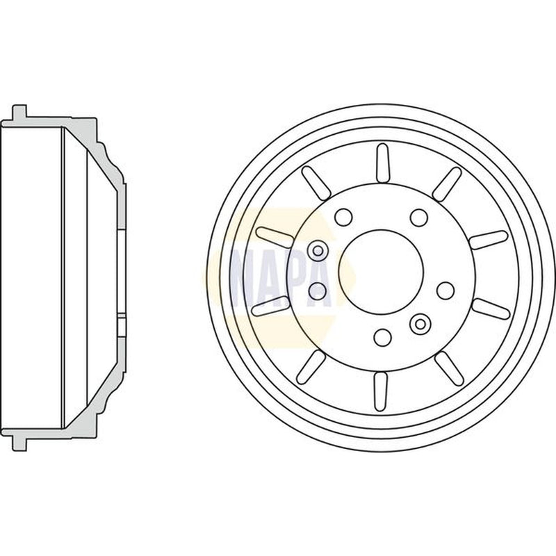 NAPA Brake Drum Assembly Rear fits Citroën Dispatch II 2007-2016 1.6 2.0