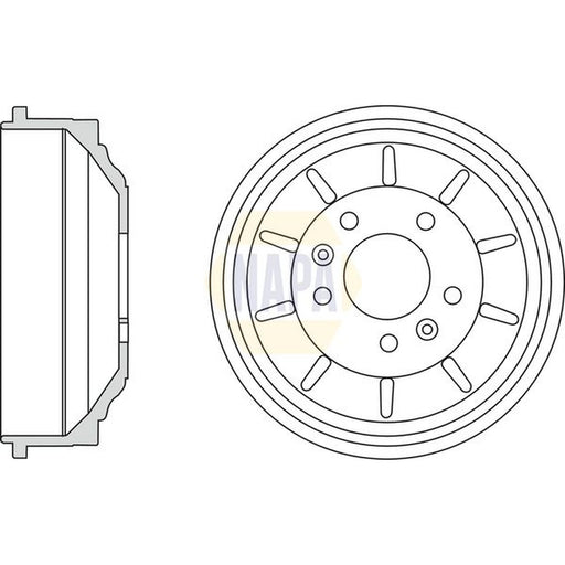 NAPA Brake Drum Assembly Rear fits Citroën Dispatch II 2007-2016 1.6 2.0