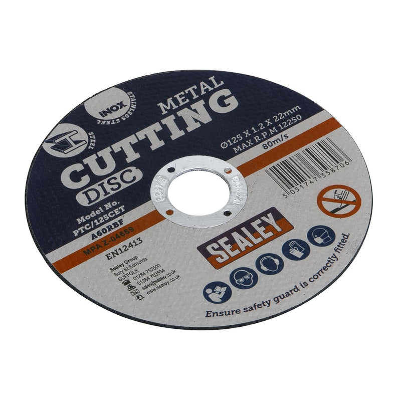 Sealey Cutting Disc125 x 1.2mm22mm Bore PTC/125CET Sealey - Dynamic Drive