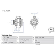 Bosch Car Alternator 12V 0 986 085 260