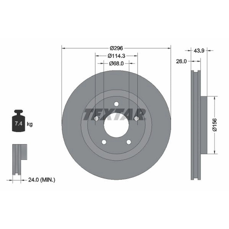 Textar 2 x Vented Front Brake Discs 92167405-x2