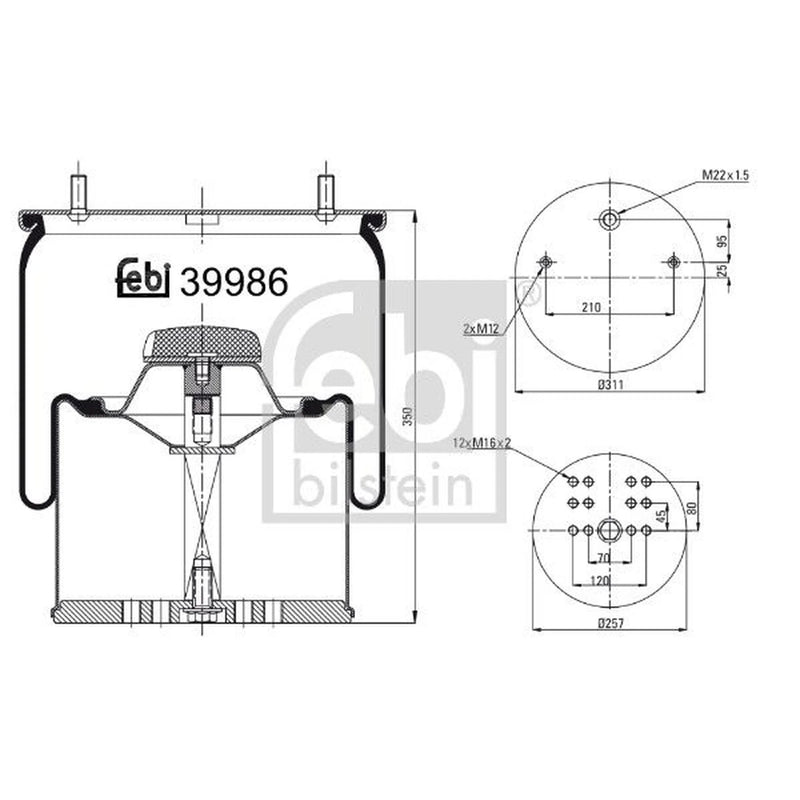 Febi Air Suspension Bellow 250mm 39986