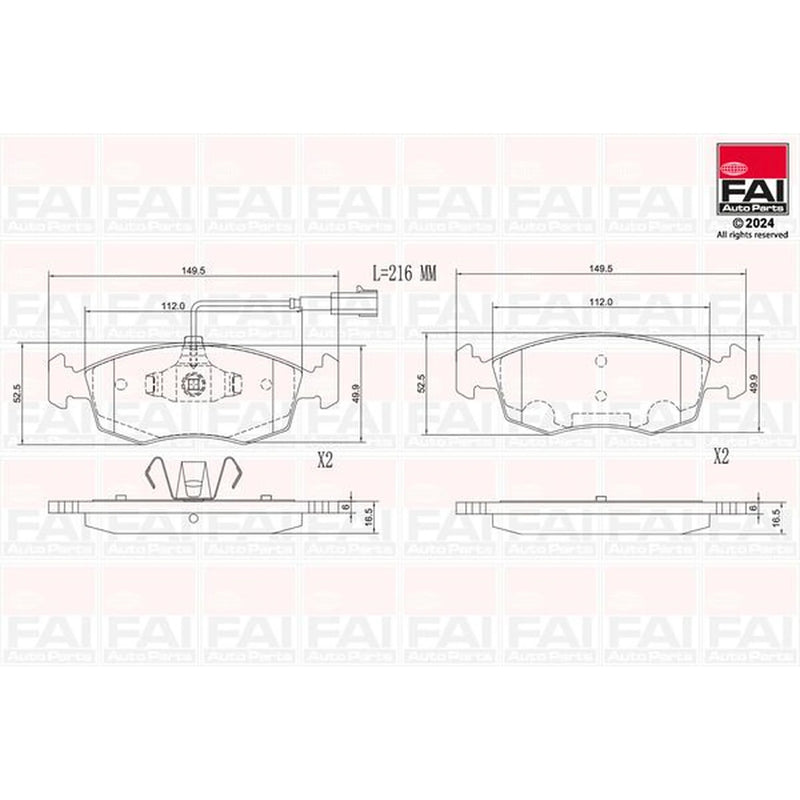 FAI Front Brake Pad Set fits Fiat 500 2007 on 1.2